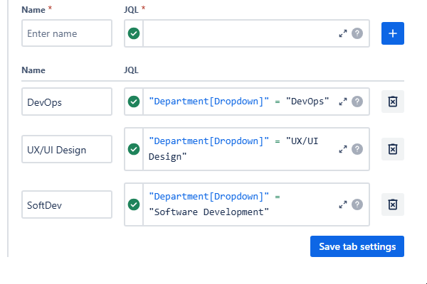 Calendar settings - Quick filters. A clip showing a name of the future quick filter - Home work, and the JQL associated with it. JQL allows typing custom field names directly and provides the list of options to select, like in work item. Primary work location equals I work from home. Other filters are also shown.